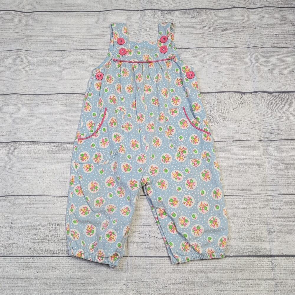 6/12m Baby Boden Blue Floral Dungas